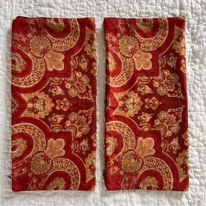 x2 Vtg Pottery Barn Alice Paisley Pillow Covers 20” Throw Accent Red Gold Linen